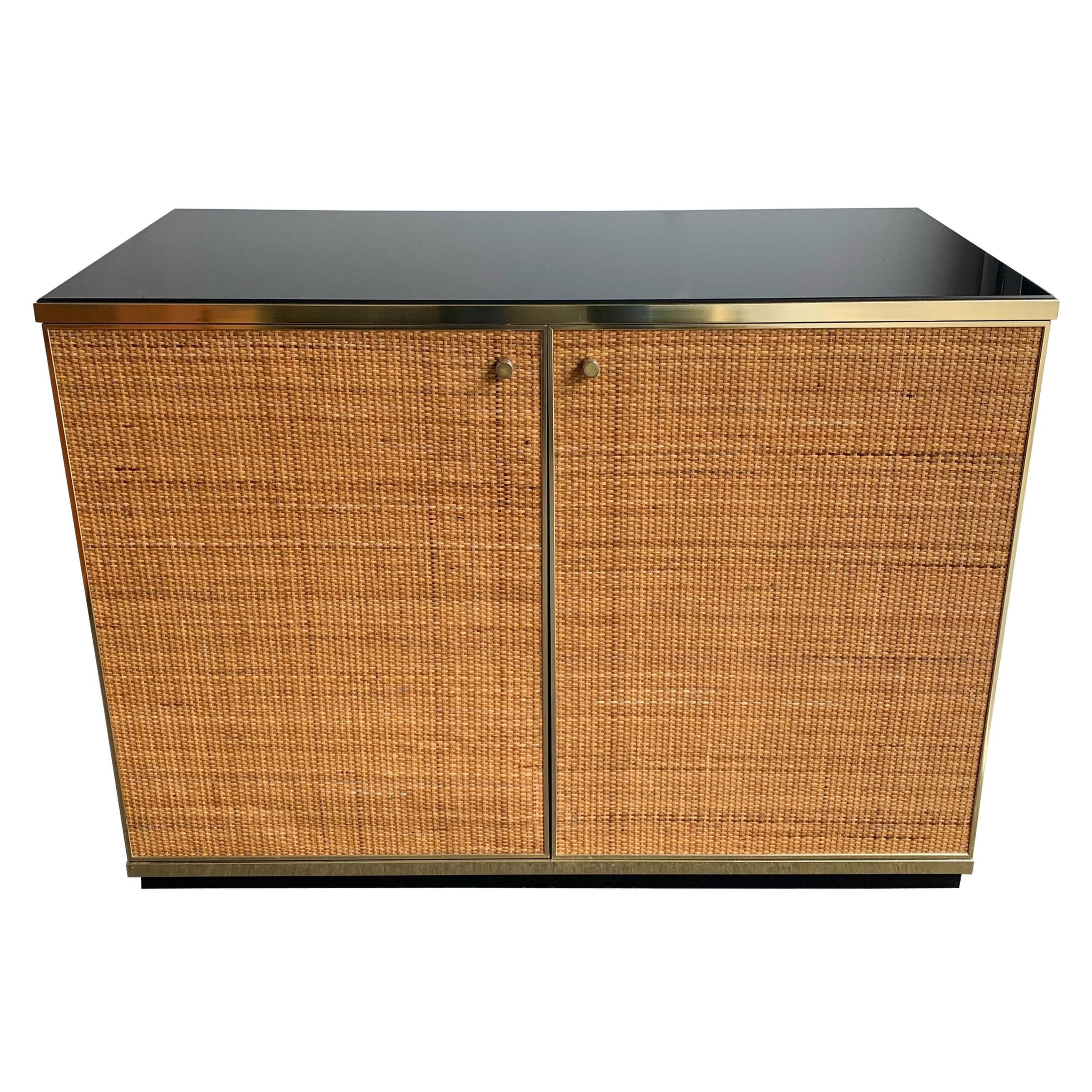 Rattan and Brass Buffet by Renato Zevi, Italy, 1970s