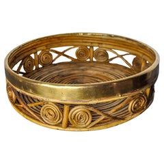 Rattan and brass centerpiece, Italy, 1970
