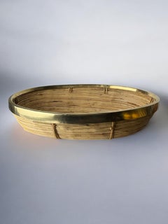 Rattan and brass centerpiece, Italy, Circa 1970