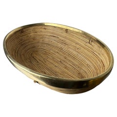 Rattan and brass centerpiece, Italy, Circa 1970