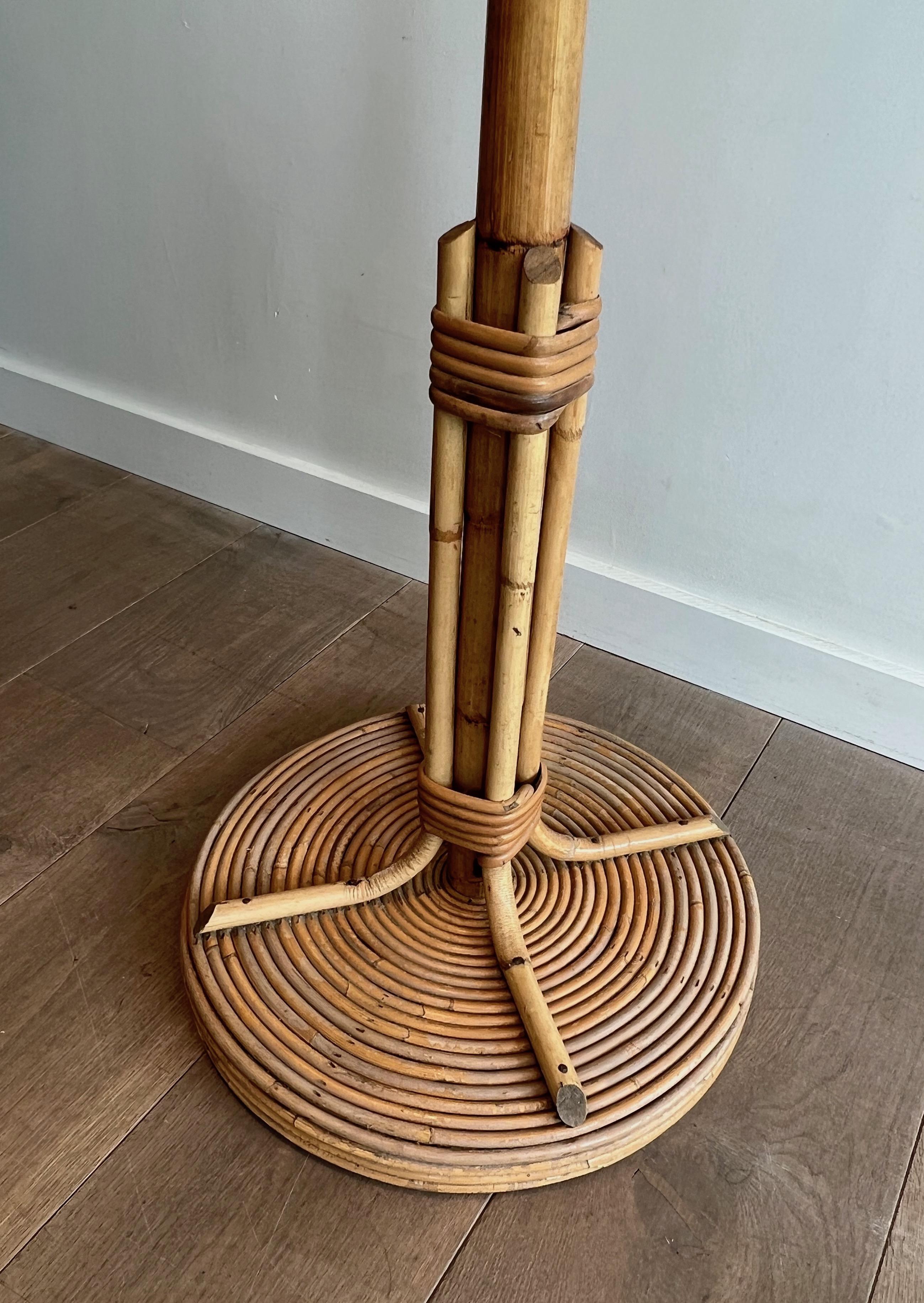 Rattan and Brass Coat rack on stand. French Work. Circa 1970 For Sale 4