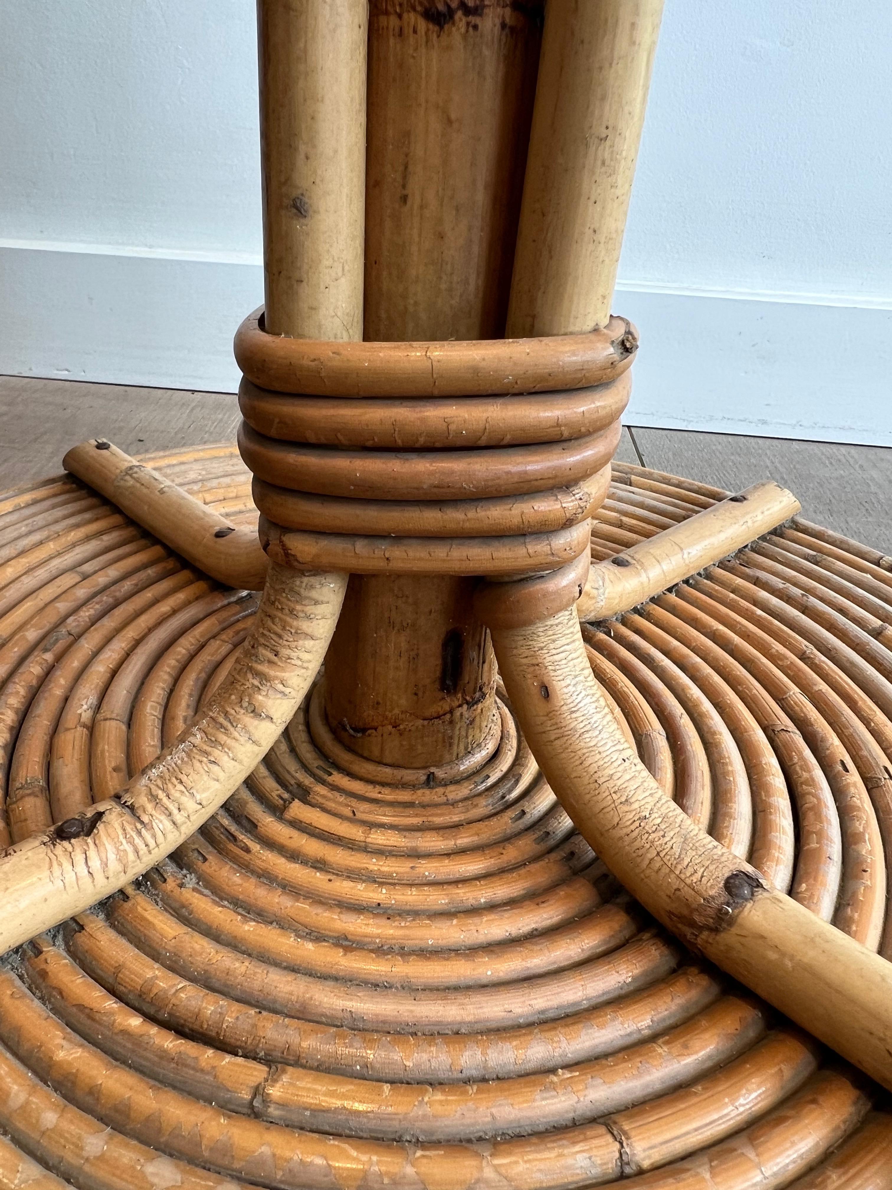 Rattan and Brass Coat rack on stand. French Work. Circa 1970 For Sale 9