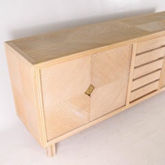 Rattan and brass credenza