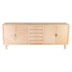 Rattan and brass credenza