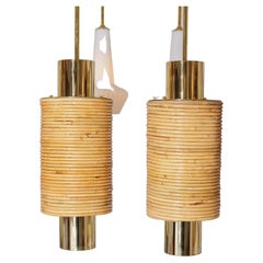 Rattan and Brass Pendant