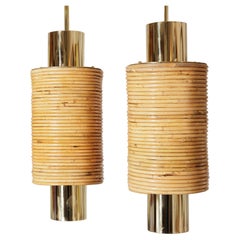 Rattan and Brass Pendant