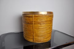 Rattan and Brass Planter Basket, Italy, 1970