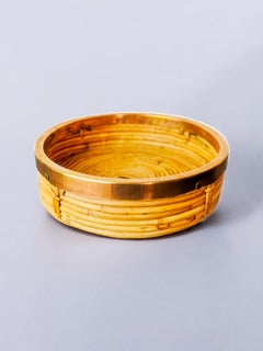 Rattan and brass tray, Italy, 1970's