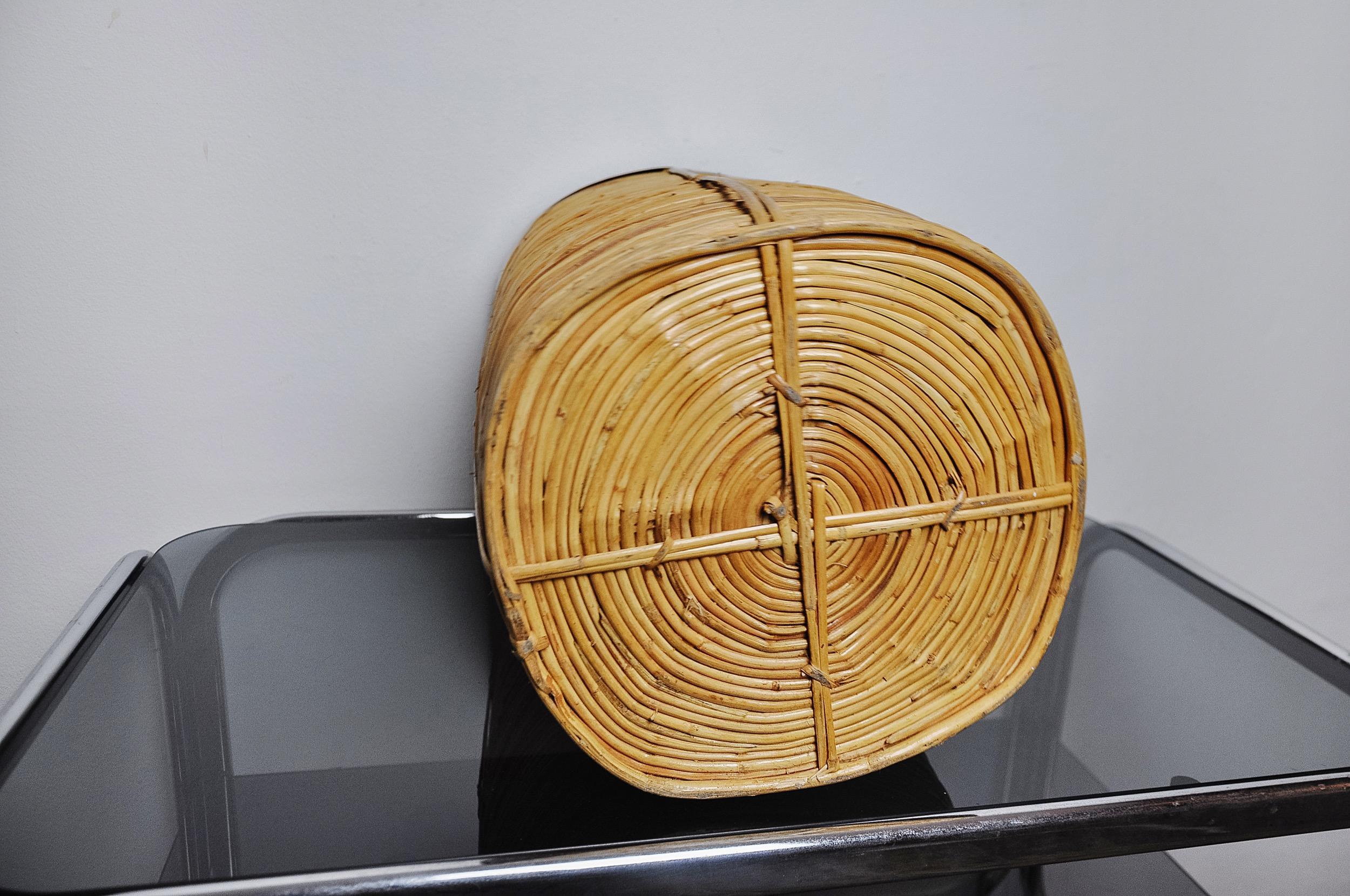 Fine XX secolo Portaombrelli in rattan e ottone, Italia, 1970 in vendita