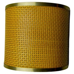 Rattan and brass wall lamp, italy, 1960