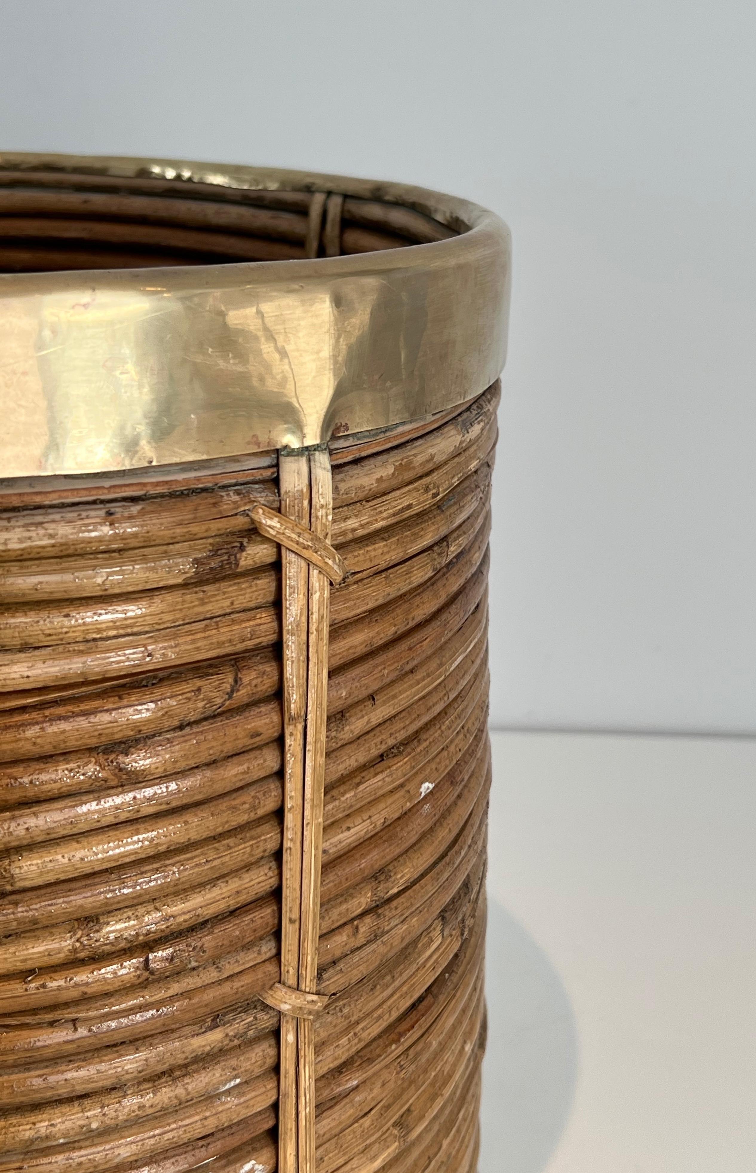Ottone Cestino in rattan e ottone