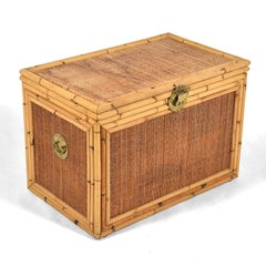 Rattan and Cane Chest with Brass Hardware