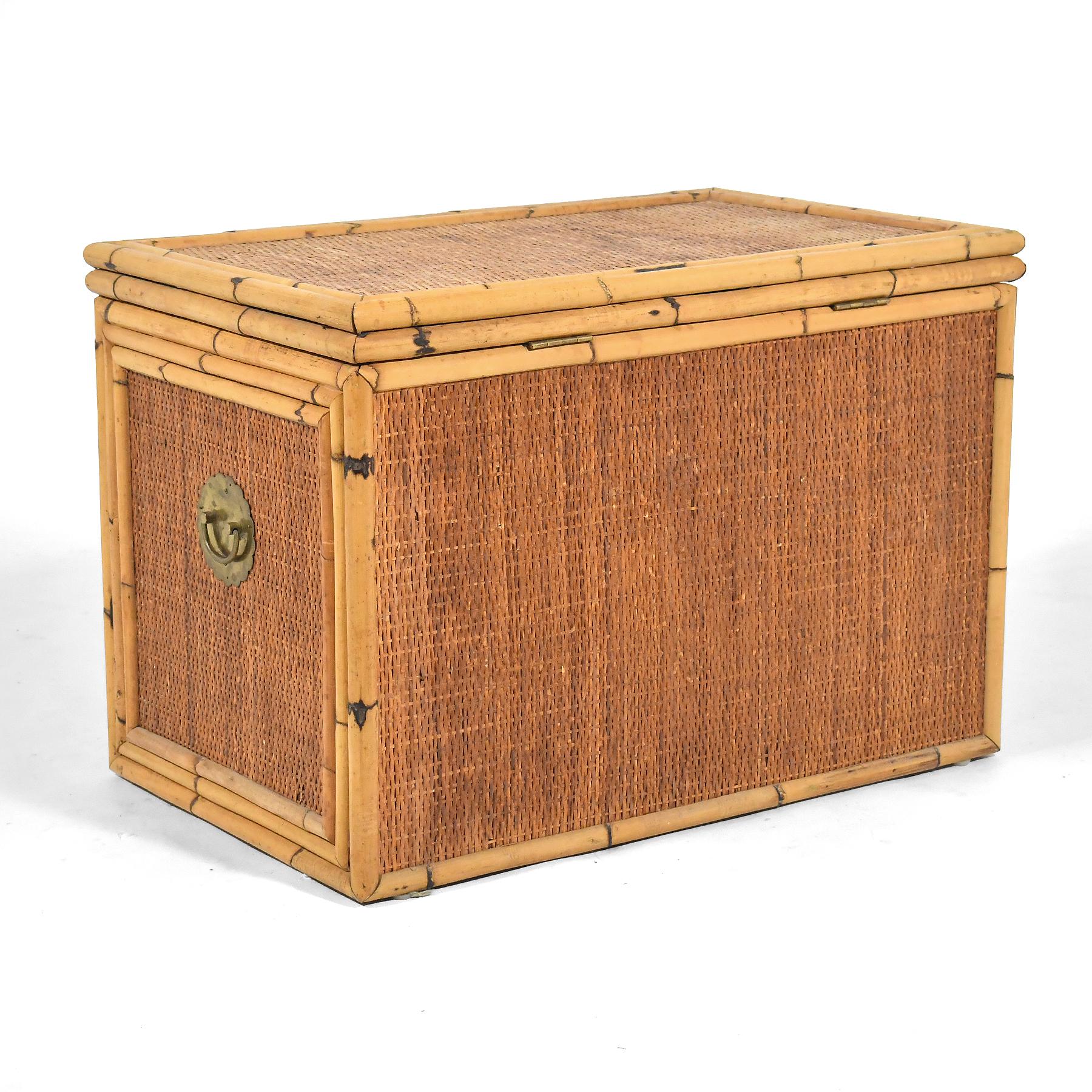 Rattan and Cane Chest with Brass Hardware For Sale 1