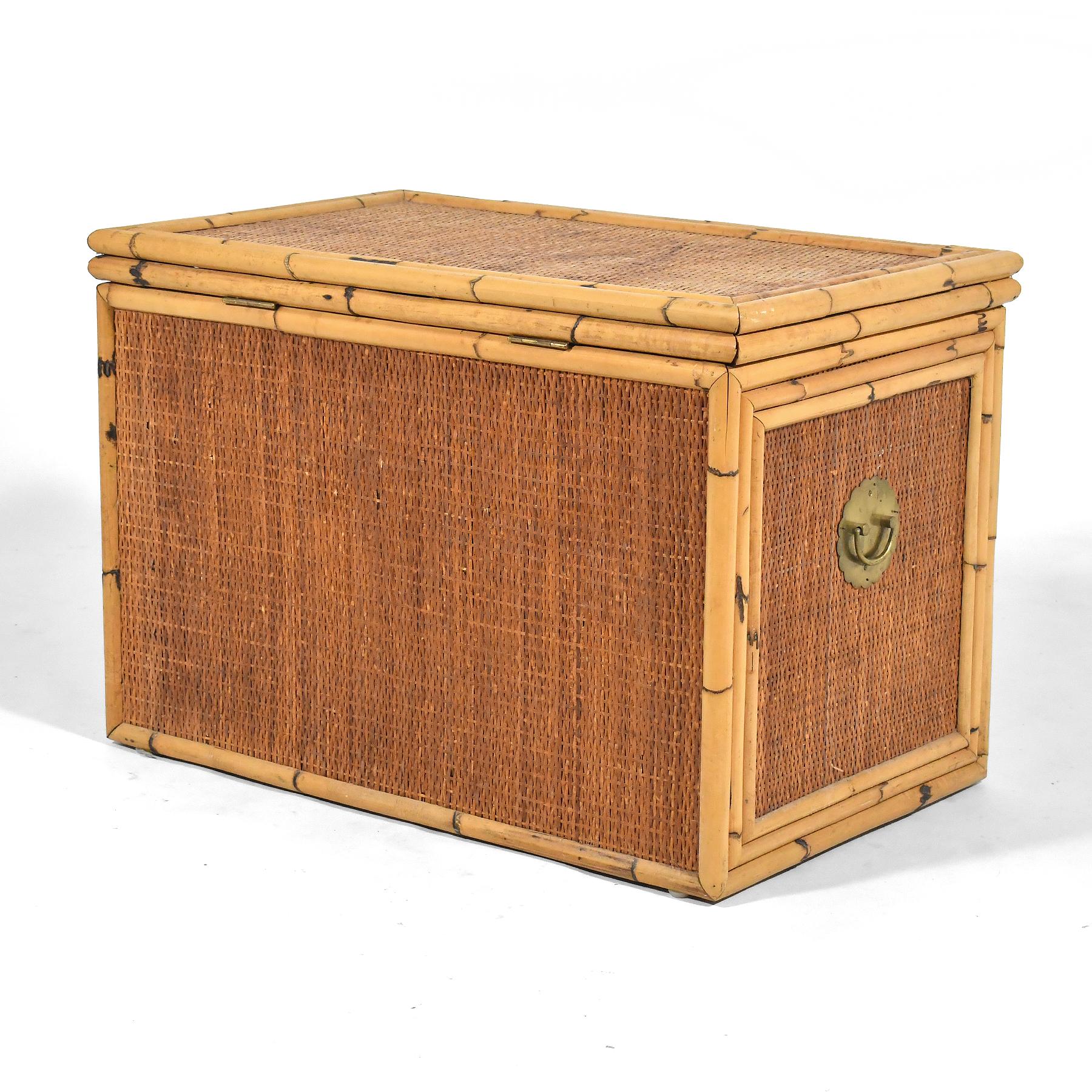 Rattan and Cane Chest with Brass Hardware For Sale 2