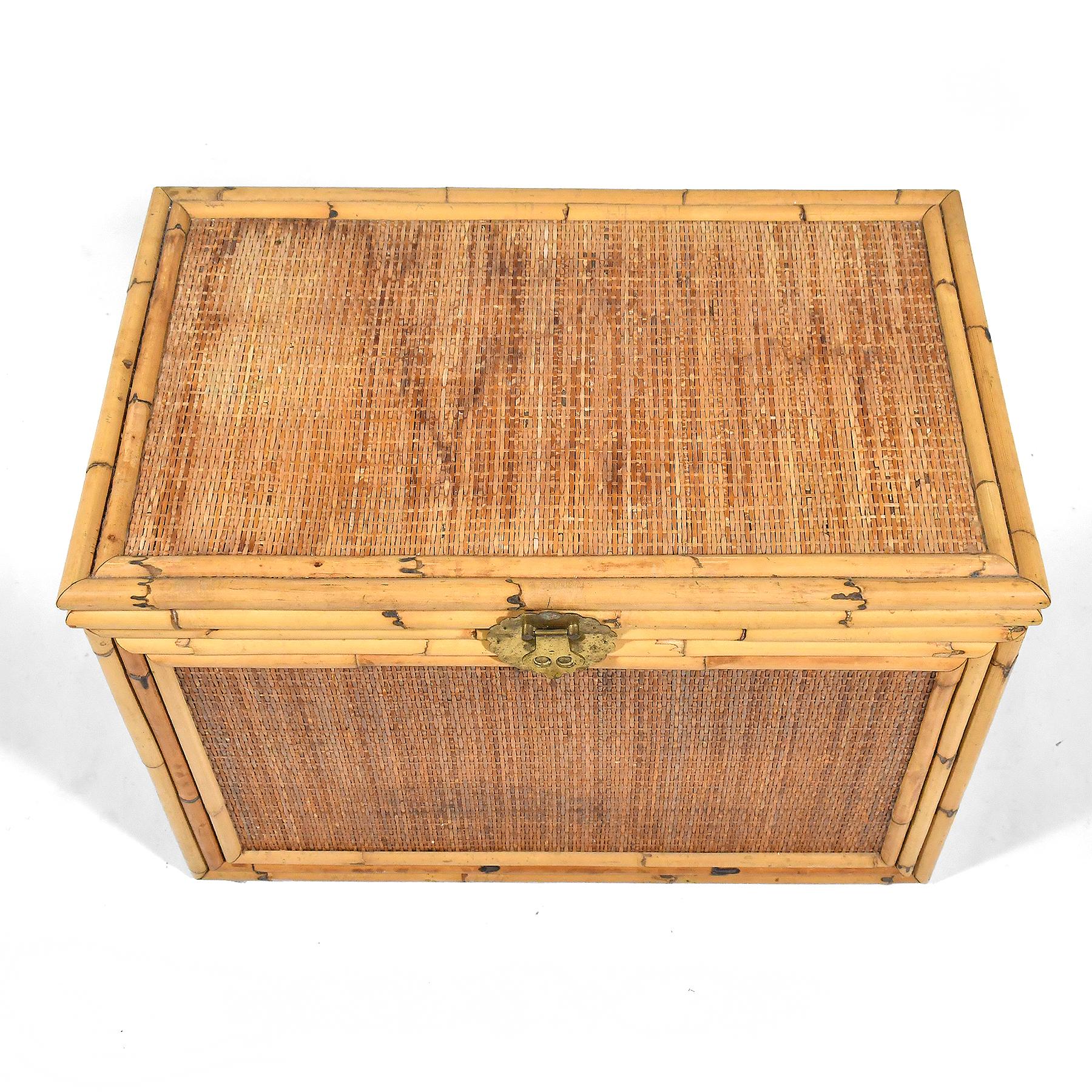 Rattan and Cane Chest with Brass Hardware For Sale 3