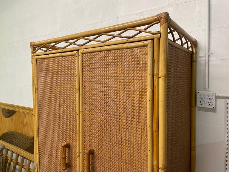 Rattan and Cane Large Armoire or Wardrobe at 1stDibs rattan armoire