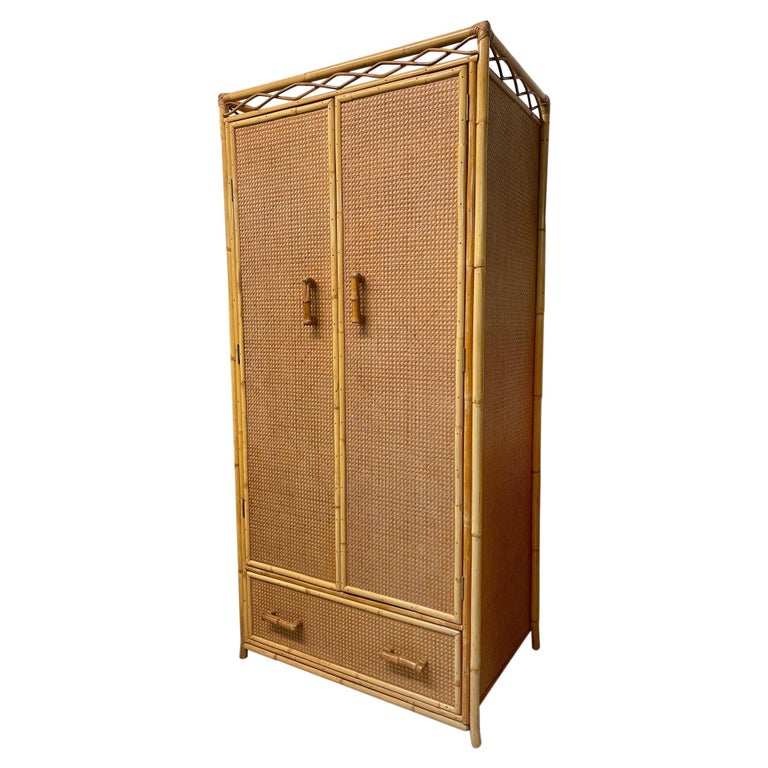 Rattan and Cane Large Armoire or Wardrobe at 1stDibs rattan armoire