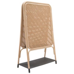 Rattan and Cane Screen Divider With Shelves French Design
