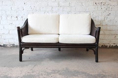 Rattan and Cane Settee or Loveseat by McGuire of San Francisco