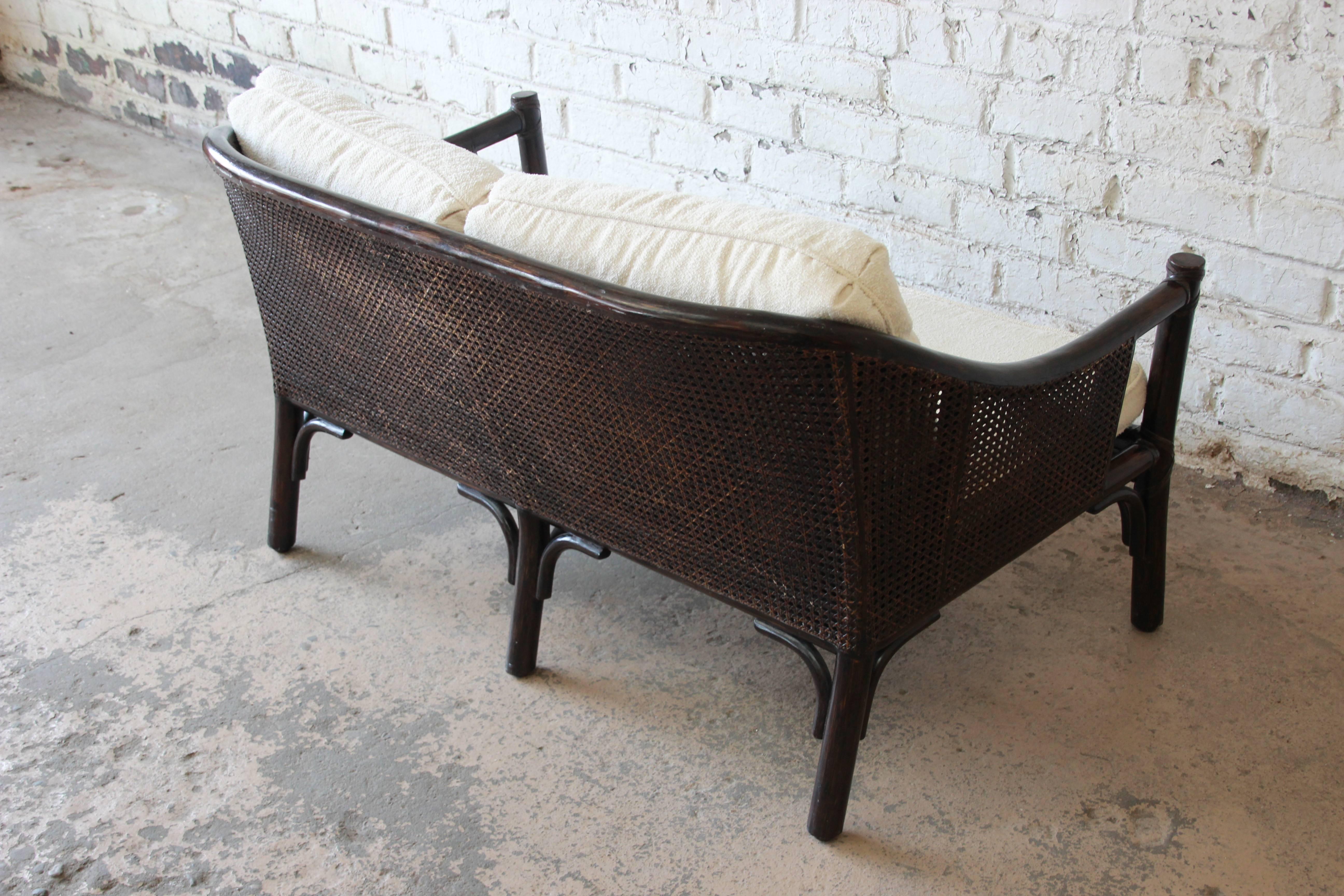 American Rattan and Cane Settee or Loveseat by McGuire of San Francisco