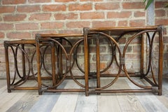 Rattan and Cane Tray Nesting Tables