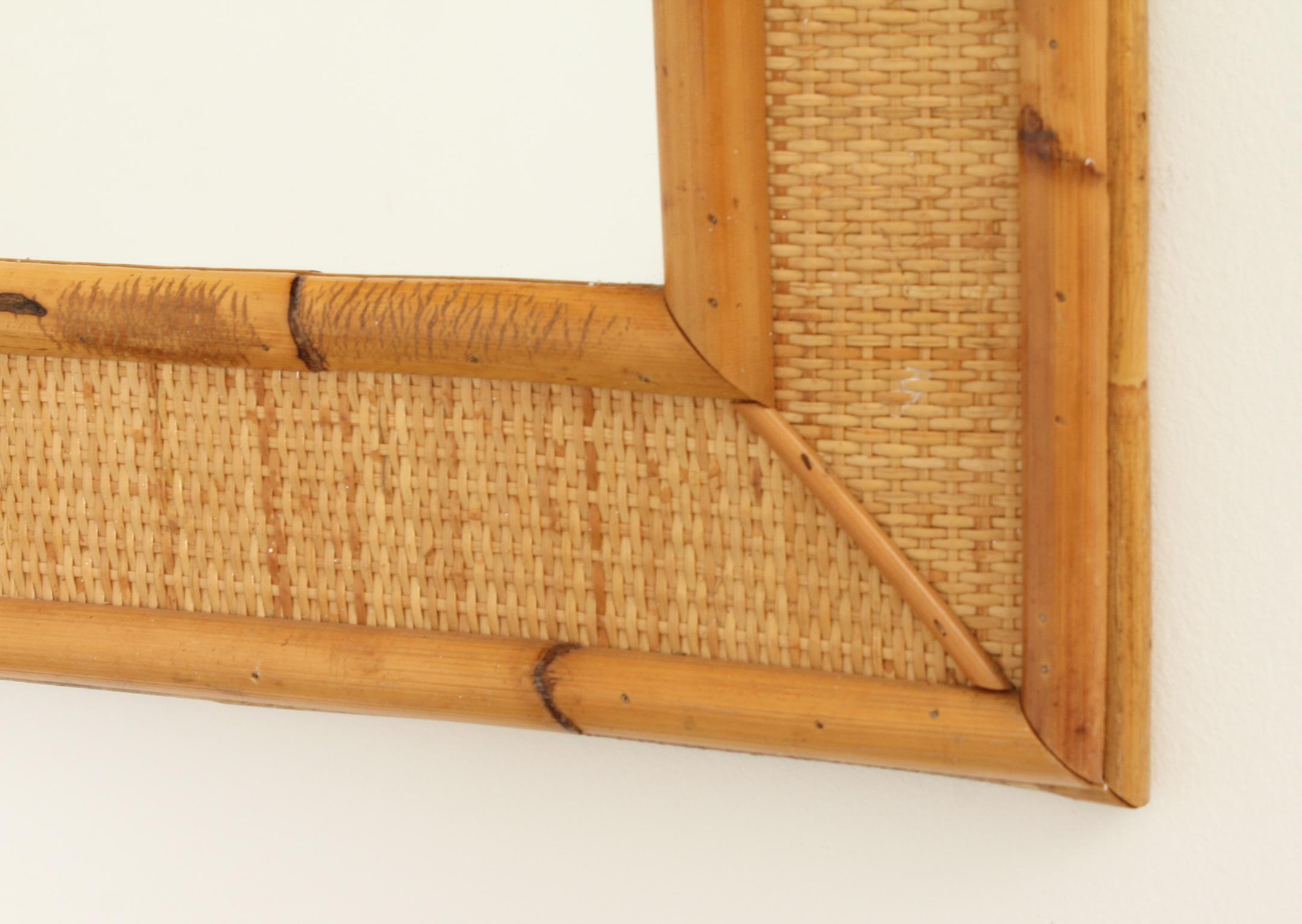Rattan and Cane Wall Mirrors from 1970's, Spain In Good Condition For Sale In Barcelona, ES