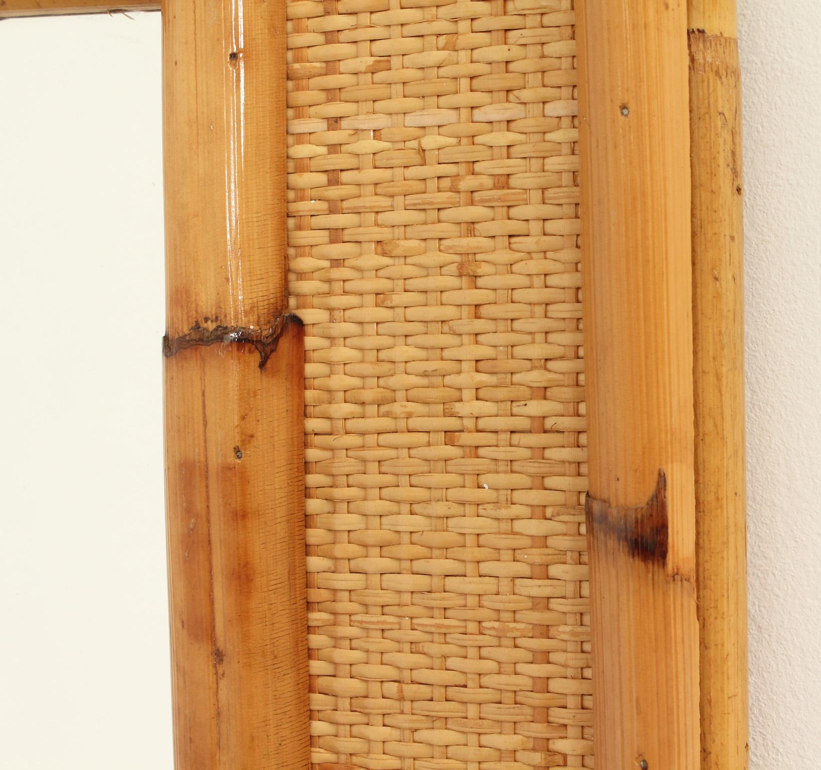 Rattan and Cane Wall Mirrors from 1970's, Spain For Sale 3