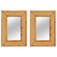 Miroirs muraux en rotin et rotin des années 1970, Espagne