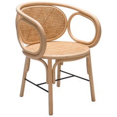 Rattan and Canne Armchair French Modern Design