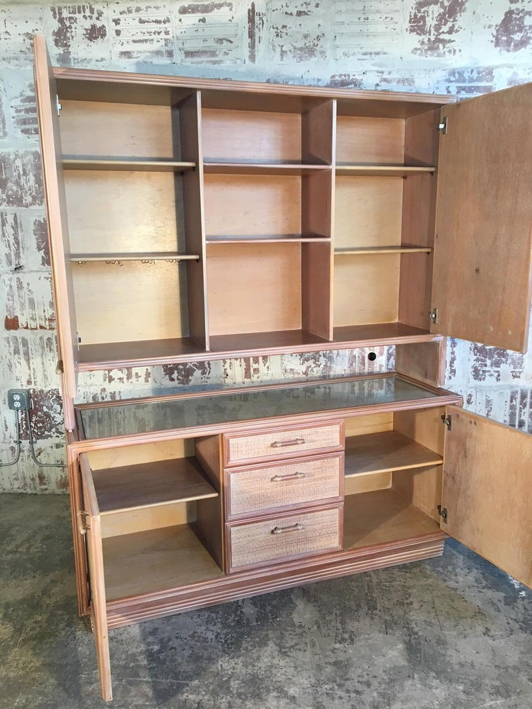 Rattan and Faux Bamboo China Buffet with Hutch For Sale at 1stDibs rattan hutch