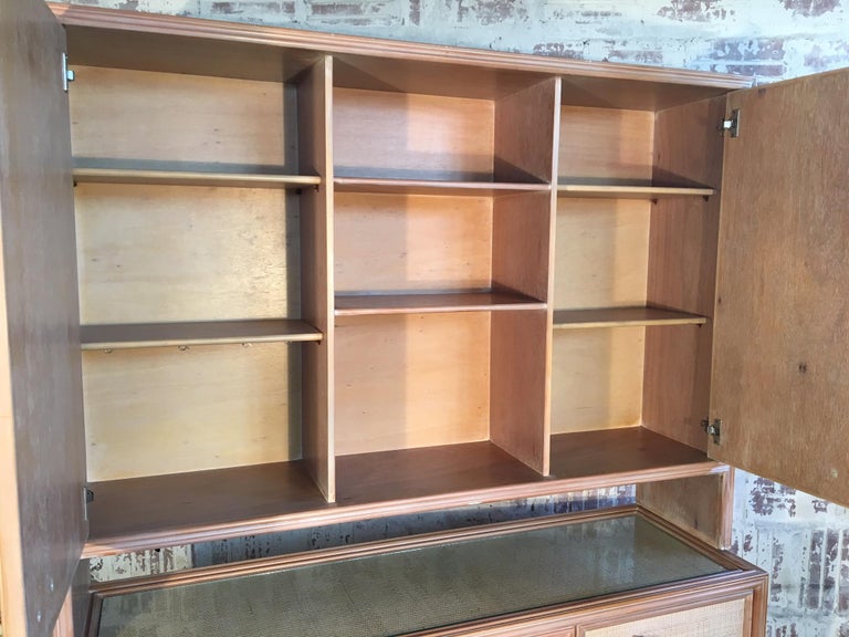 Rattan and Faux Bamboo China Buffet with Hutch For Sale at 1stDibs rattan hutch