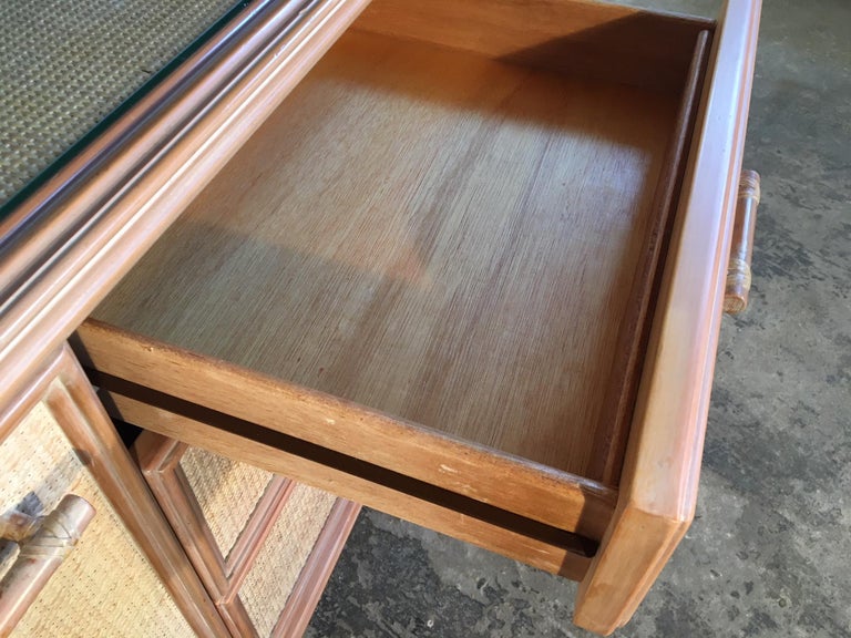 Rattan and Faux Bamboo China Buffet with Hutch For Sale at 1stDibs rattan hutch