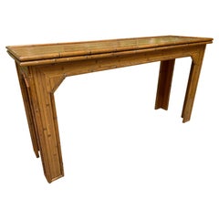 Rattan and Faux Bamboo Console Table