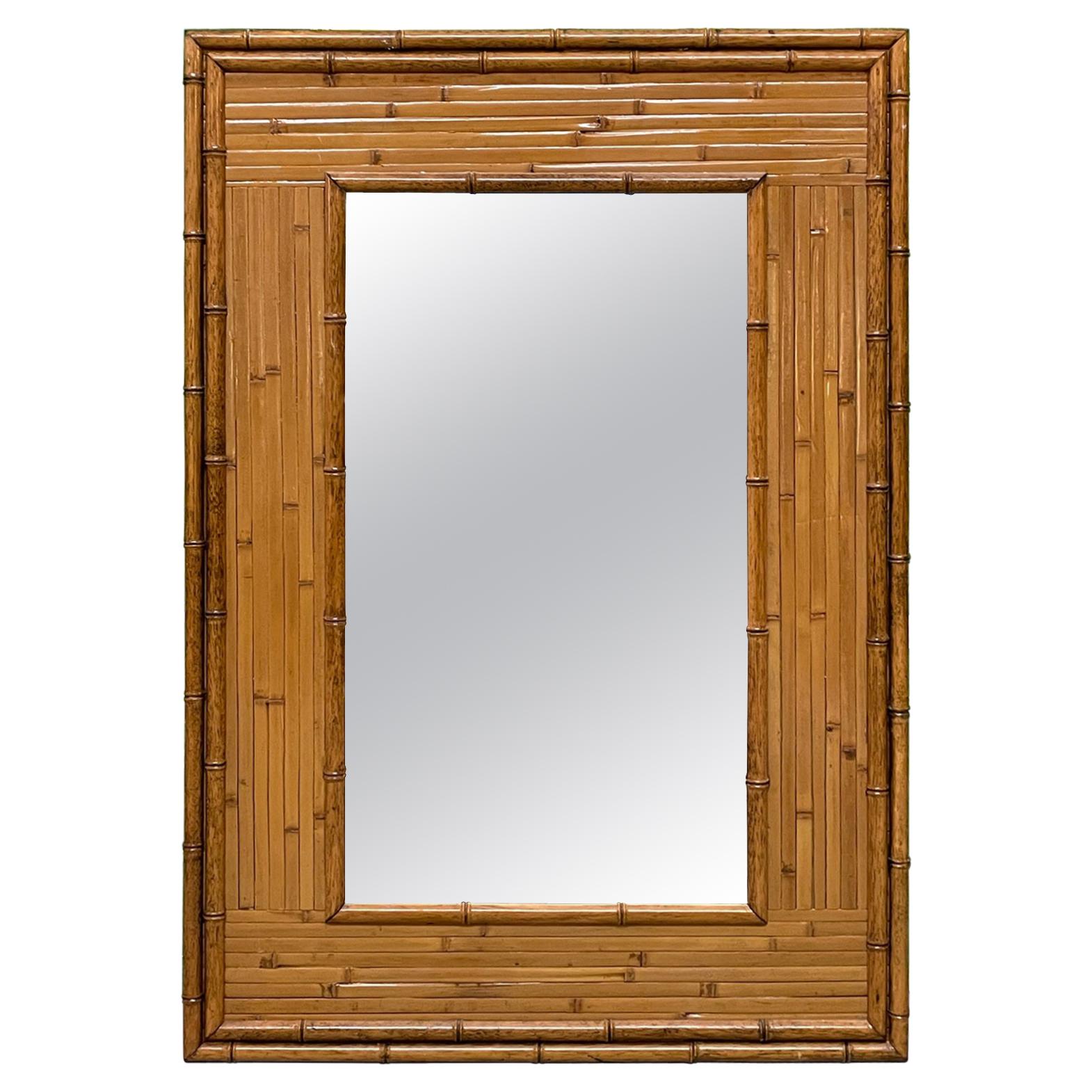Solid Brass Faux Bamboo Wall Mirror For Sale at 1stDibs