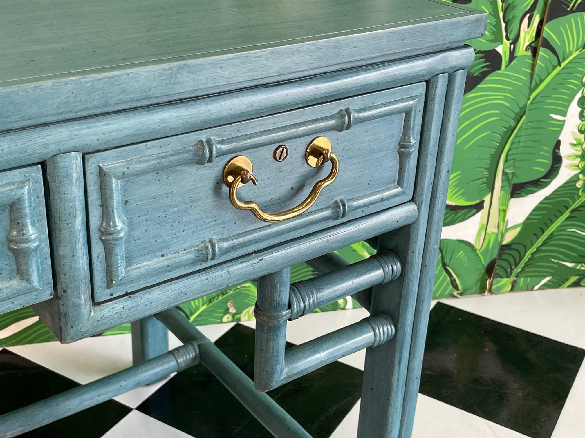 American Rattan and Faux Bamboo Writers Desk by Ficks Reed