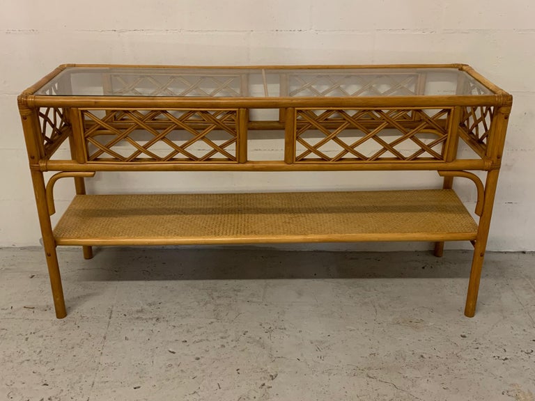 Rattan And Glass Console Table At 1stdibs Rattan And Glass Console Table At 1stdibs, Wicker Sofa Table With Glass Top
