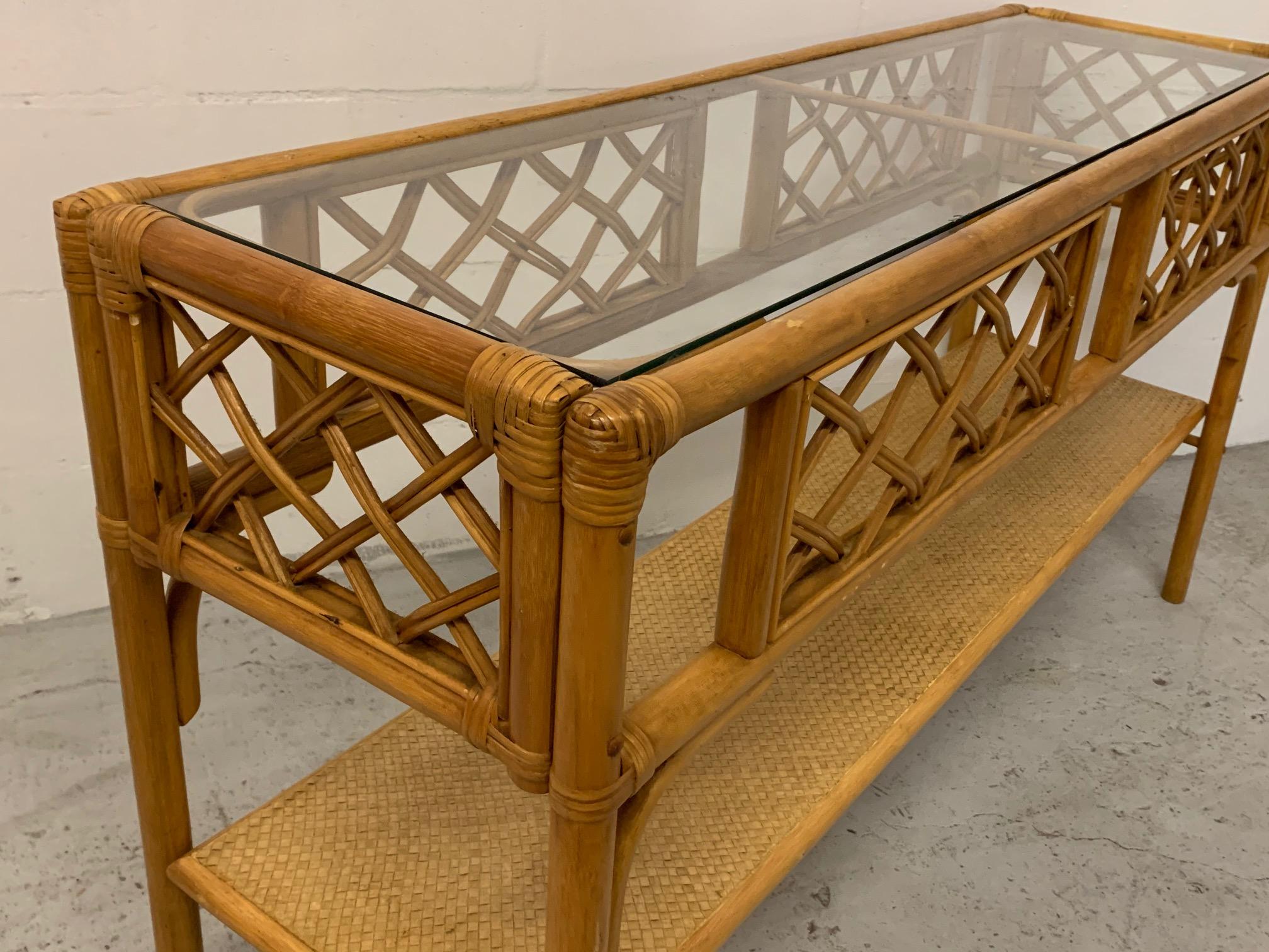 rattan wicker console table