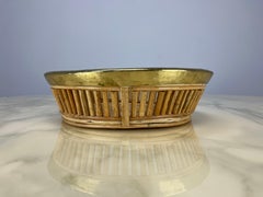 Rattan and golden brass basket, Italy, 1960's