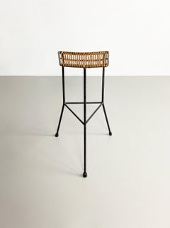Rattan and Iron Bar Stool by Dennis Lennon, England, c.1950
