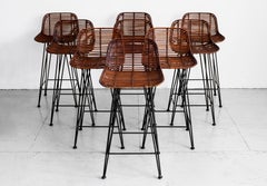 Rattan and Iron Barstools