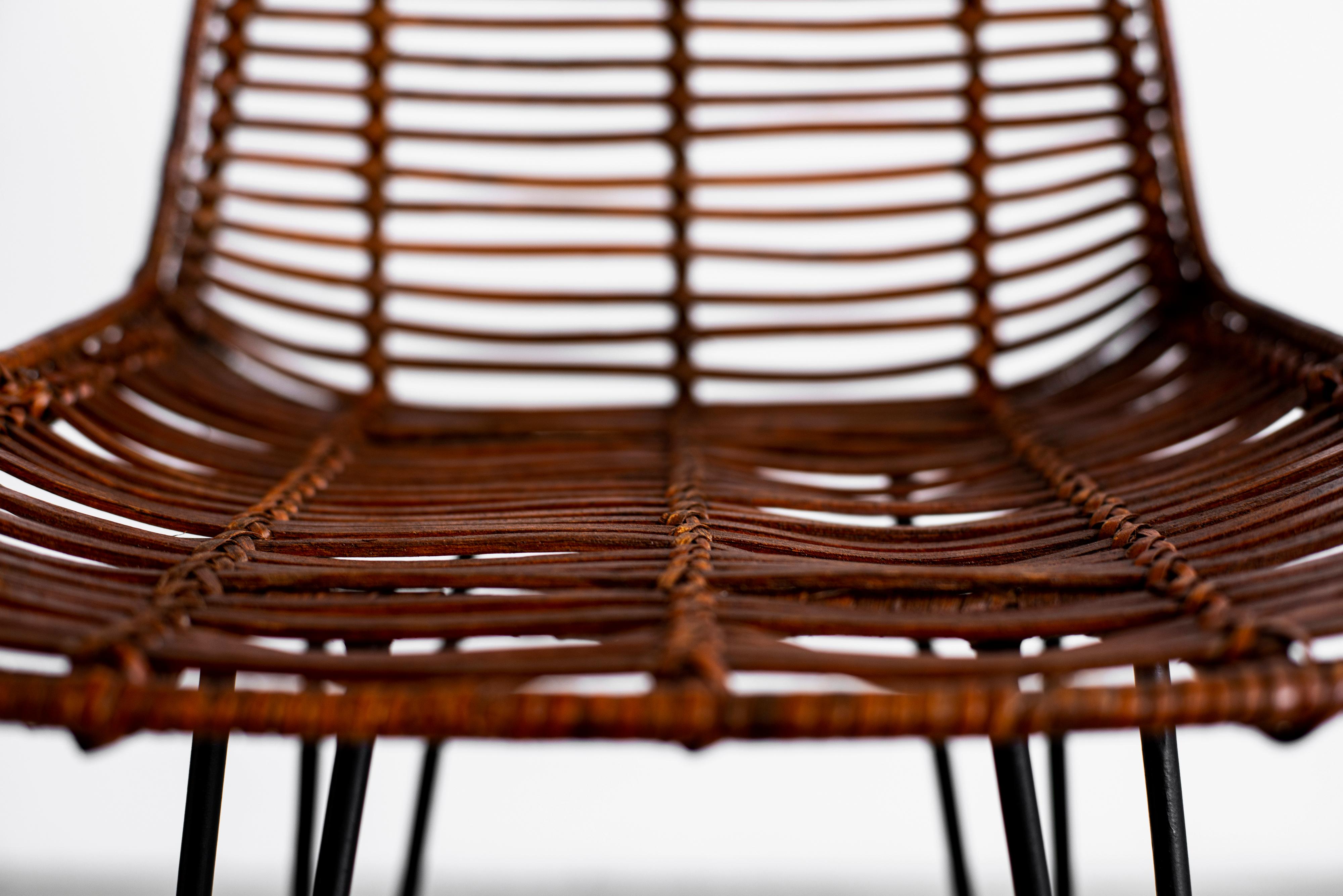 Rattan and Iron Barstools 4