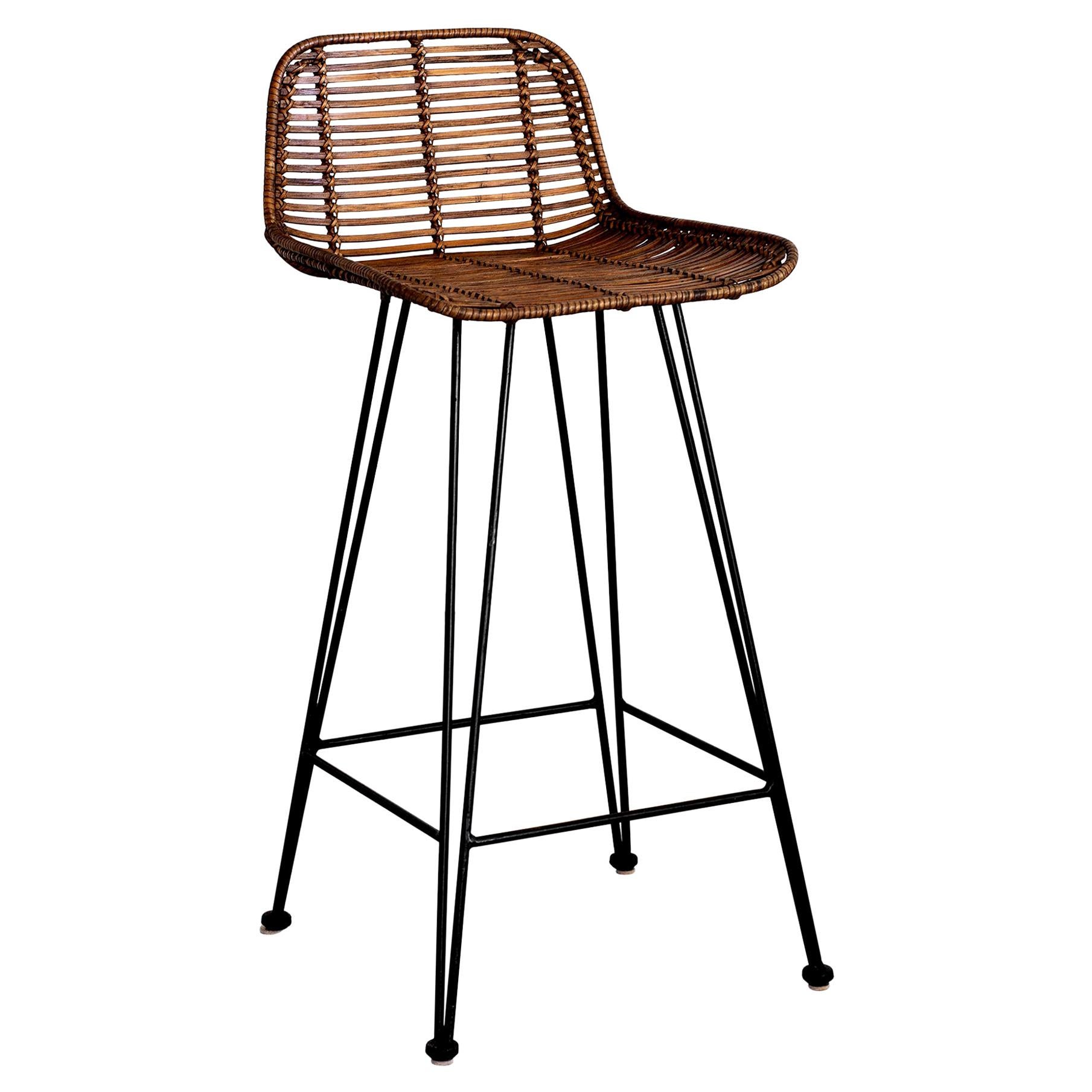 Rattan and Iron Barstools