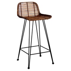 Retro Rattan and Iron Barstools