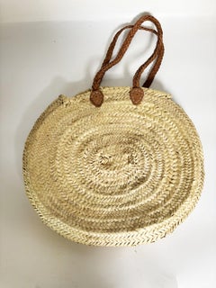 Rattan and Leather Bag, Bohemian Style, France, 20th Century