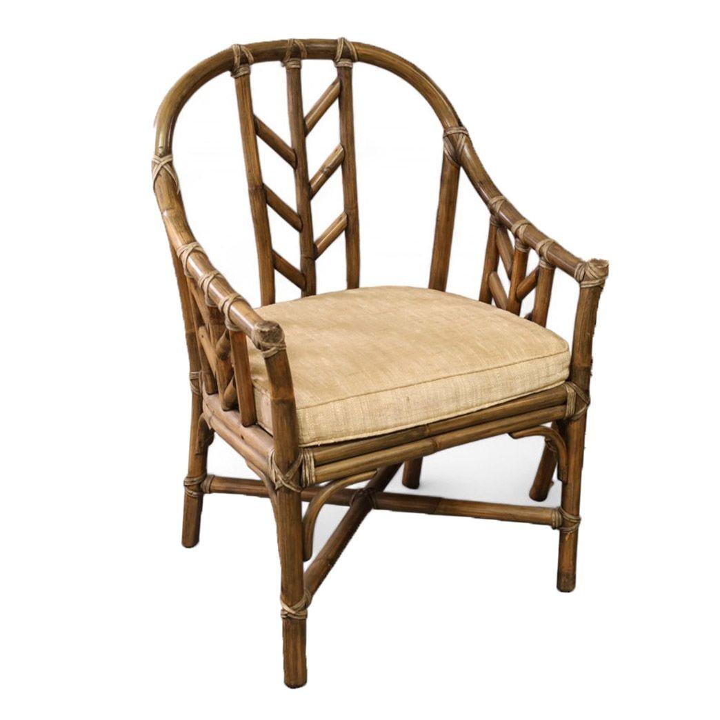 Mid-20th Century Rattan and Leather M-71 Occasional Chair by Elinor McGuire, Pair