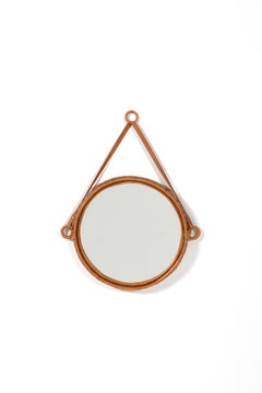 Miroir mural Susanne en rotin et cuir par Bengt Ruda pour Ikea, Suède, 1962