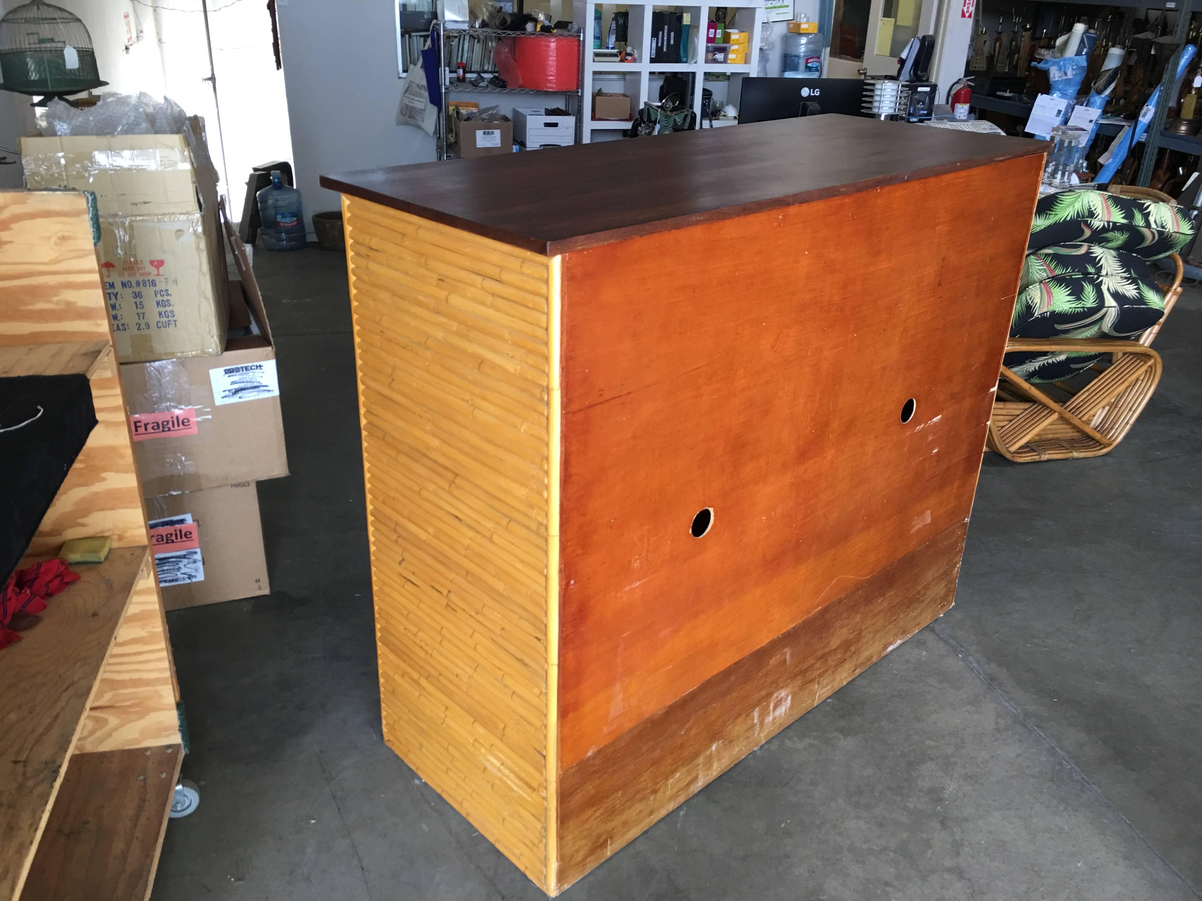 American Rattan and Mahogany TV Cabinet with Component Rack or Bar