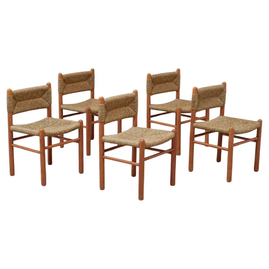Sedie da pranzo francesi in rattan e Oak in vendita
