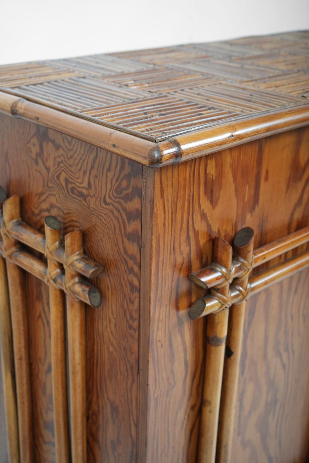 Faux Bois Rattan and oak sideboard, 1950s.