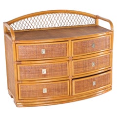 Commode en rotin et raphia
